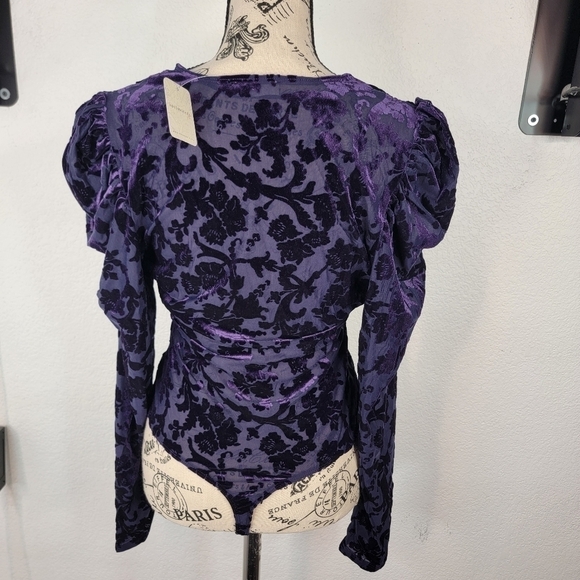 Free People Intimately M Magic Hour Bodysuit Deep Sea Velvet Whimsygoth New - Picture 6 of 8